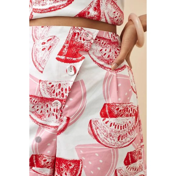 Anthropologie Eva Franco Pink Watermelon Halter Top and Short Set - Picture 2 of 3